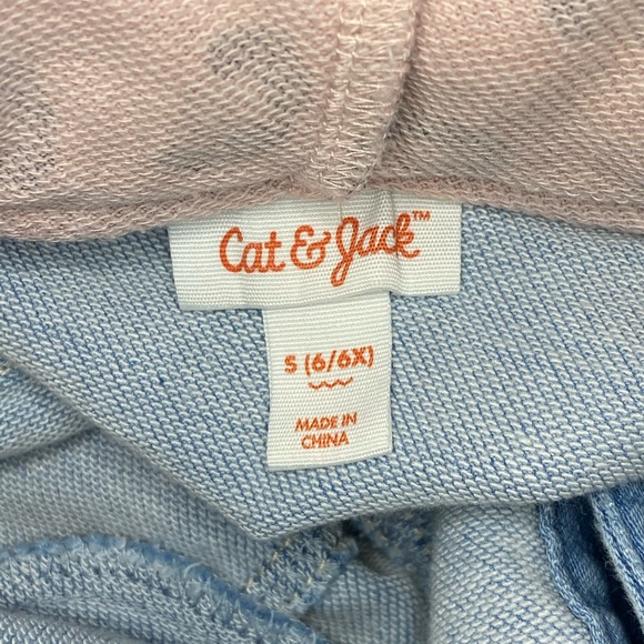 Cat & Jack Denim Coat Sz Small 6/6X Leopard Sleeve - Picture 4 of 13